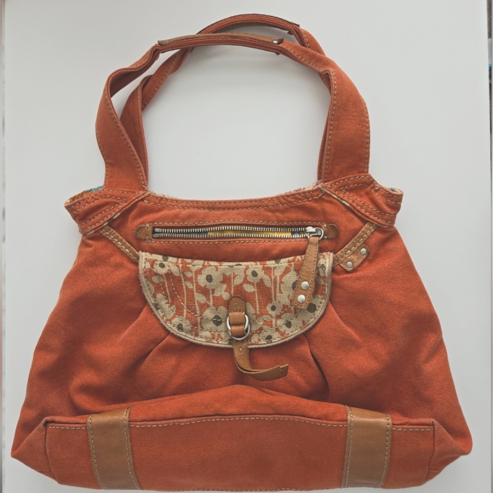 Vintage Fossil Orange Canvas Handbag